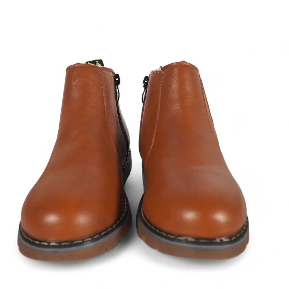 Unbranded‎ Faux Leather Faux Fur Ankle Boots Brown Youth 3/35